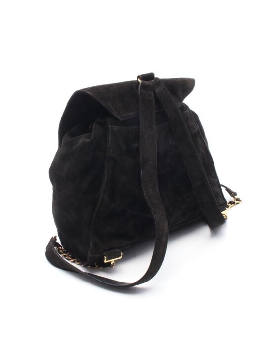 Chanel Backpack CC Logo Black Suede Leather CC Drawstring main image 10